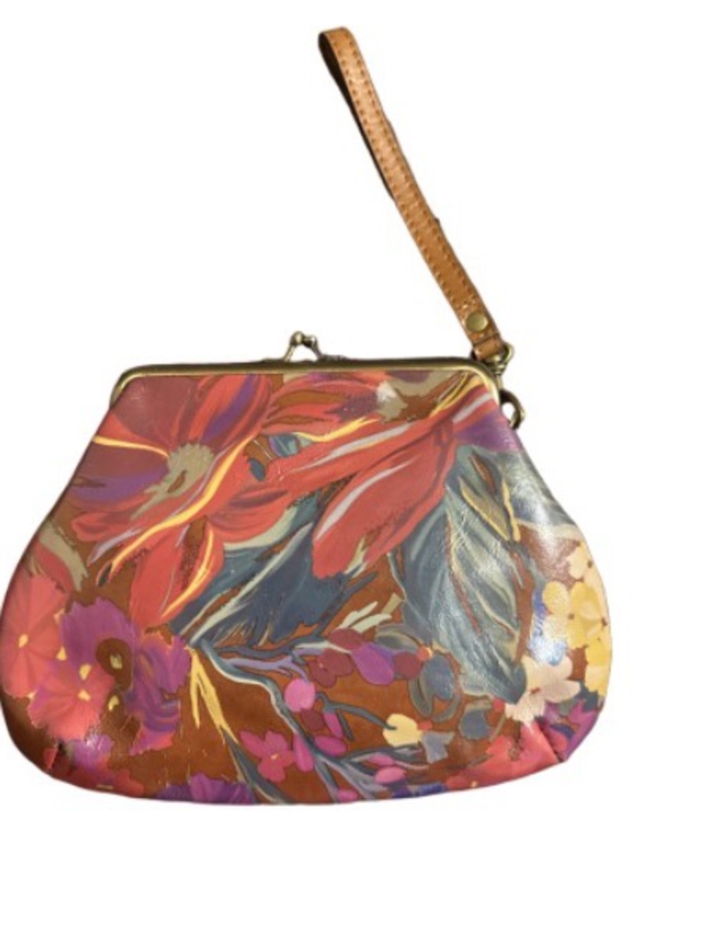 Patricia Nash Floral sevena sunrise  wristlet kiss lock bag